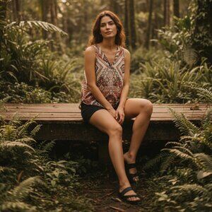 A.Byer Womens Top Tunic Sleeveless Tank Sz M Multi Color